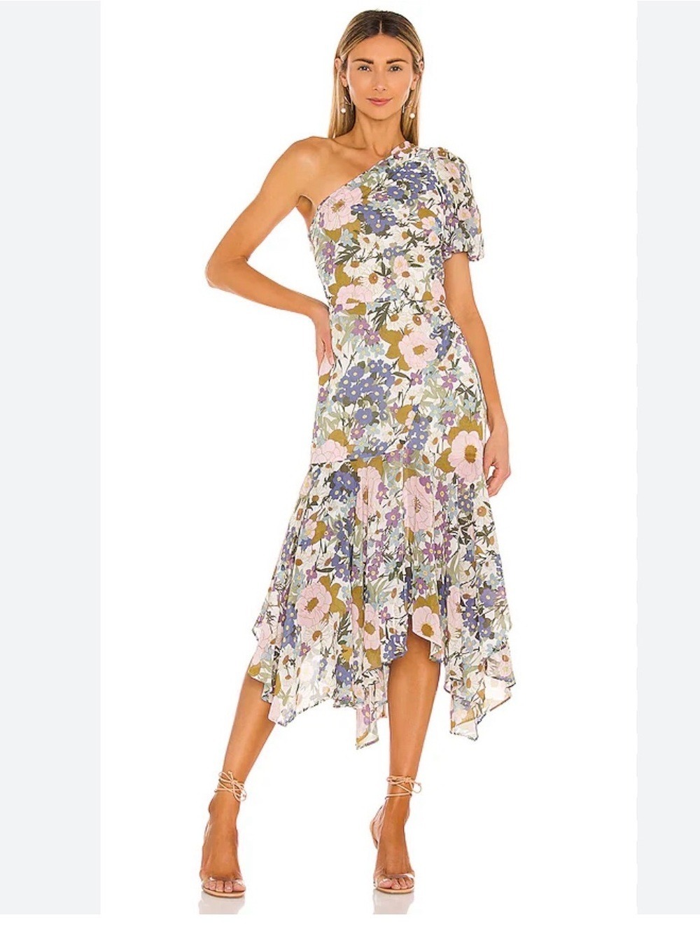 ASTR THE LABEL SANTORINI DRESS WEDDING GUEST DRESS in Off White Retro Floral